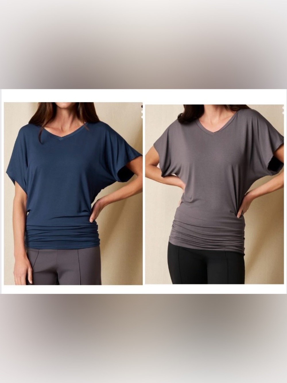 Lot Of 2 Sivana Bamboo Luxe Bamboo Dolman Tunic Blue And Gray